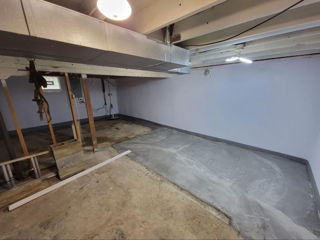 Basement with waterproofing done